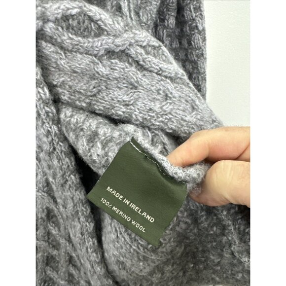 Aran Sweater Market Women M Gray Cable Knit Mock Neck Nordic Cardigan Ireland - Picture 7 of 7